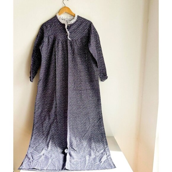 Vintage Microfloral Cottagecore Long Cotton Sleeping Gown L - Picture 2 of 7